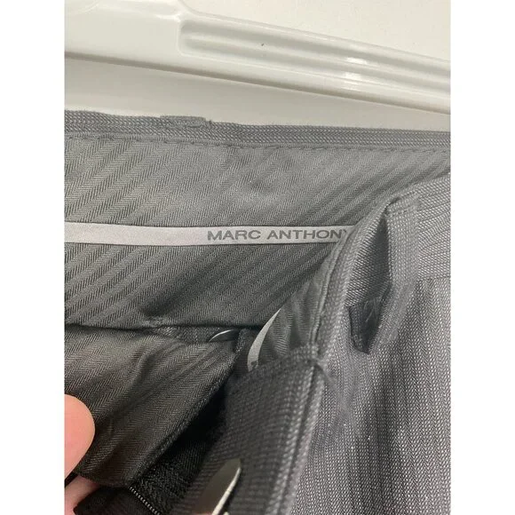 Marc Anthony Mens Gray Shadow Striped Suit Jacket 42R Wool Pants 36x32 - Picture 10 of 16